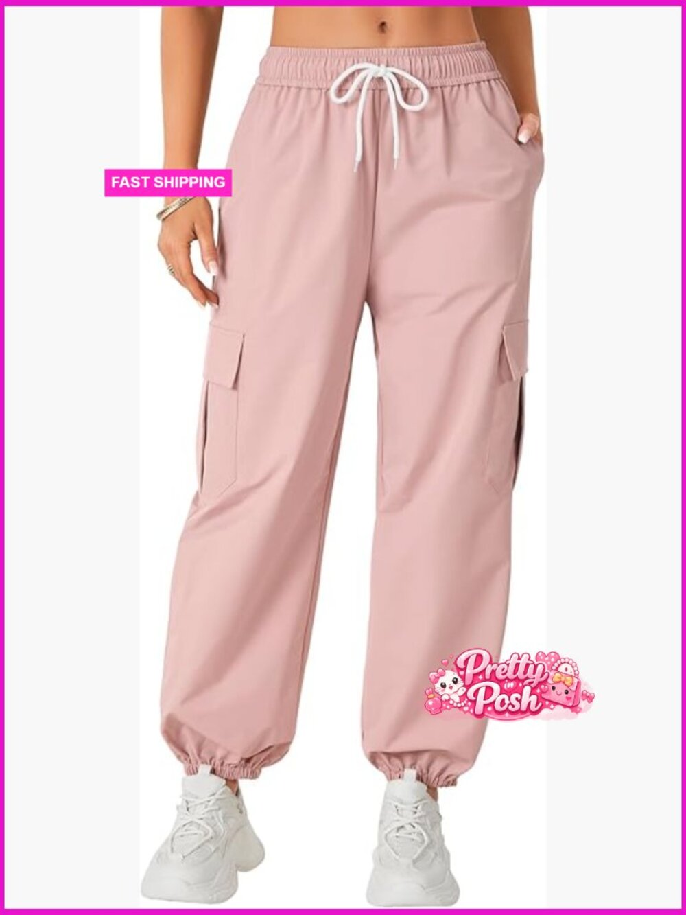 Cargo Pants Baggy Parachute High Waisted Joggers With Pockets